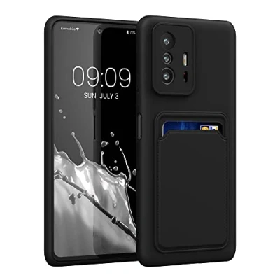 Immagine di kwmobile Custodia Compatibile con Xiaomi 11T / Pro Cover Back Case Cellulare Slot Porta Carte Morbida in Silicone TPU nero matt