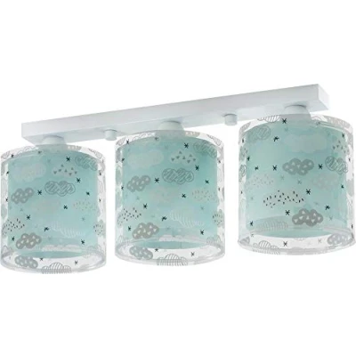 Immagine di Dalber Lampada da soffitto plafoniera per bambini 3 luci Clouds Nuvole verde