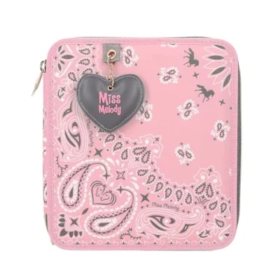 Immagine di Depesche 12766 Miss Melody 2 Scomparti con Motivo a Bandana, Astuccio Rosa matite Colorate, Righello, Forbici e Molto Altro, Multicolore, 0012766