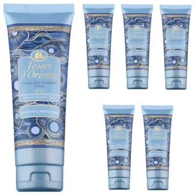 Immagine di Tesori d&#039;Oriente Crema doccia &quot;Thalasso&quot;, gel aromatico, estratto di alghe marine, 6 x 250 ml, rituali benessere per corpo e sensi