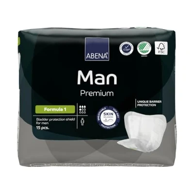 Immagine di Abena Man Formula 1 Assorbenti per incontinenza da uomo, con etichetta ecologica, protezione extra, traspiranti e confortevoli, ad assorbimento rapido, discreti, 450 ml, 15 pezzi