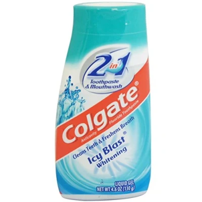 Immagine di Colgate 2 in 1 dentifricio e collutorio, imbiancante ghiacciato Blast, tubi 4,6 once (confezione da 6)