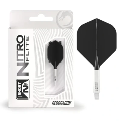Immagine di RED DRAGON Freccette Nitro Flite Integrated Flight &amp; Shaft System N. 2 Forma e design Colore Bianco Nero, Lunghezza corta