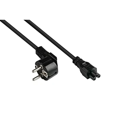 Immagine di Good Connections P0105 S050 Cavo di alimentazione con spina Schuko tipo E+F (CEE 7/7, angolare) a C5 (dritto), per notebook, monitor, 0,75 mm2, 5 m, colore: Nero