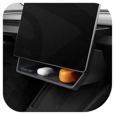 Immagine di Spigen Tesla Model 2024 Highland Vassoio Organizzatore Portaoggetti per Console Centrale sotto Schermo, Scomparto Dietro Lo Schermo Accessori Carbon Edition