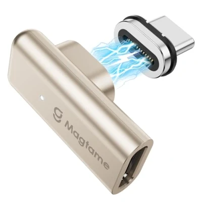 Immagine di Magtame Magnetico Adattatore da USB C Maschio a Femmina, 40Gbps Angolo di 90 Gradi, Tipo 240W Adattatore, Video 4K per Thunderbolt 3/4 USB4, Steam Deck, ROG Ally, Switch, PC, Tablet