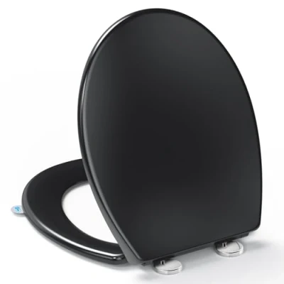 Immagine di Sedile wc Universali O Forma,YEAUPE PRO tavoletta WC, Urea Formaldeide Chiusura Ammortizzata con Sgancio Rapido a un Pulsante, Nero