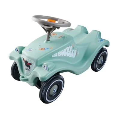 Immagine di Big Bobby Car Classic Green Sea Auto antiscivolo a partire da 1 anno in su, con volante di sicurezza grigio e clacson, per bambini 5 anni (fino 50 kg), salvia adesivi