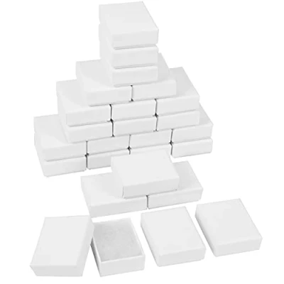 Immagine di Belle Vous Cofanetto per gioielli in cartone bianco (set di 25) L5,7 x 4,5 H2,1 cm Scatola portagioie cotone Collane, orecchini, bracciali e anelli