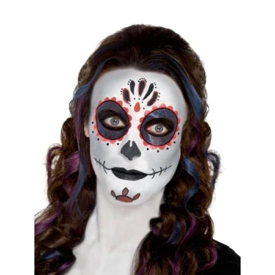 Immagine di SMIFFYS Completo per Make Up Day of the Dead, comprende Colori il Viso, Tatuaggio Facciale, Gemme Adesive, Pastelloe Applicatori