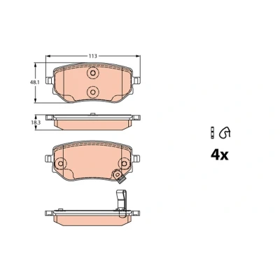 Immagine di TRW GDB2270 Kit pastiglie freno con segnalatore acustico usura accessori