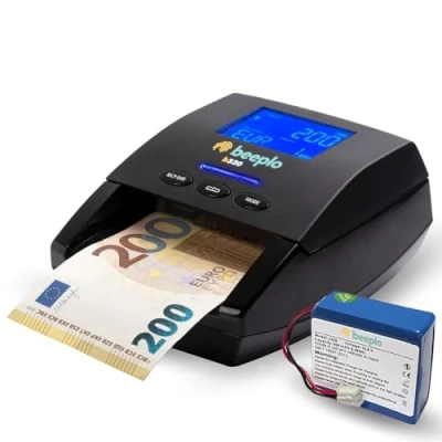 Immagine di beeplo b330 Rilevatore di banconote false Affidabilità al 100% Verifica simultanea 5 valute EUR, GBP, CHF, NOK, SEK (con batteria) 4 anni garanzia