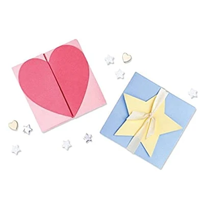 Immagine di Sizzix Thinlits Set di Fustelle, Confezione da 5 Pezzi, con Scritta «Heart &amp; Star Card» Kath Breen, 665479, Multicolor, One Size