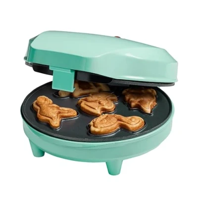 Immagine di Bestron Piastra per Waffle Mini Cookie Dino, Maker, motivo: Dinosauro, Biscotti con Forno e Rivestimento Antiaderente, 700 Watt, colore: Menta