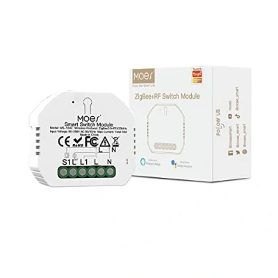Immagine di MOES Tuya ZigBee RF433 Modulo interruttore della luce intelligente, Compatibile con Smart Life/Tuya APP, Alexa e Google Home, 1/2 Way, 1 Gang, hub richiesto