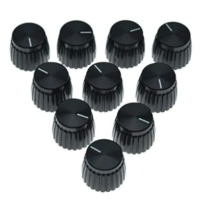 Immagine di KAISH 10 manopole per amplificatore chitarra, colore nero, con tappo adatte amplificatori Marshall da 6 mm di diametro