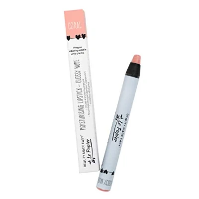 Immagine di Beauty Made Easy Le Papier Rossetto vegano idratante senza plastica, con burro di karitè, nude glossy coral, 1 x 6 g