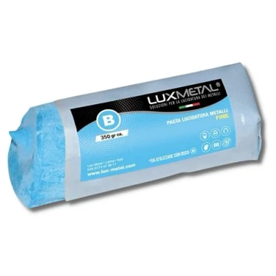 Immagine di Lux Metal Pasta Abrasiva Lucidante Blu Fine 350 gr Lucidatura Acciaio Inox Cera Per Lucidare Metalli A Specchio Alluminio Lucida Ferro Polish Cromature Legno Solida Ottone Rame Marmo Plastica Argento