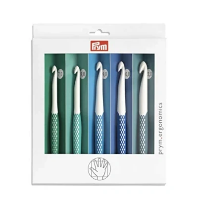Immagine di Prym 218441 Set, 7,0 12,0 mm 1 Set di uncinetti per Lana ergonomici 7,00 12,00 x 1, Bianco, 12