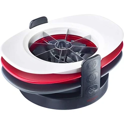 Immagine di Westmark Tagliaverdure e frutta, 3 in 1, Multifunzionale, Parti a incastro, Con vaschetta per taglio/Base su cui appoggiare gli alimenti, Plastica/Acciaio inox, &quot;Tutti Frutti&quot;, Rosso/Antracite/Bianco, 51142260