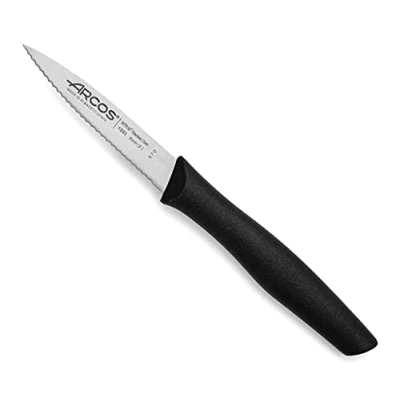 Immagine di Arcos Serie Nova Spelucchino Coltello per sbucciare Serrato Lama Acciaio Inossidabile Nitrum 85 mm Manico Polipropilene Colore Nero
