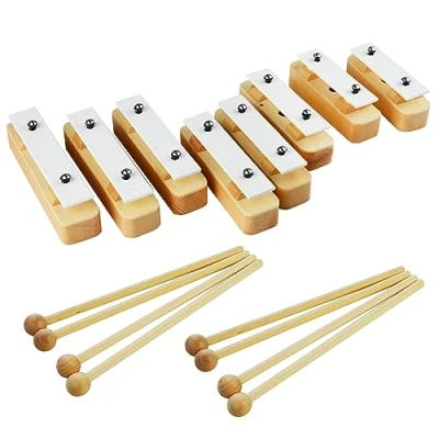 Immagine di a Star Chime Bar Set di 8 Xilofono Glockenspiel in legno diatonico soprano con battitori da C6 C7