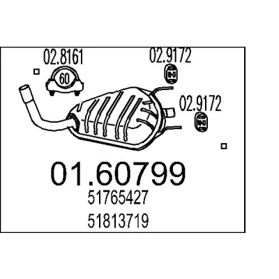 Immagine di MTS 01.60799 Marmitta 650mm ALFA ROMEO: 159 Sedan (939) 2.4 JTDM 2005 2011
