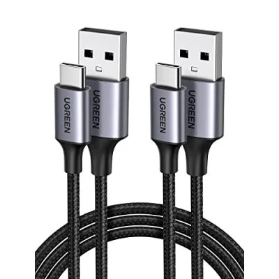 Immagine di UGREEN 2Pack Cavo USB C A 3A Ricarica Rapida in Nylon QC 3.0, Type Compatibile con iPhone 16/15 Plus Pro Max, Galaxy S24 S23 A54, Pixel 9 8, PS5, ecc 2M