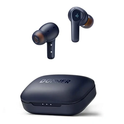 Immagine di Donner Cuffie Bluetooth Wireless con Noise Cancelling, cancellazione attiva mirata del rumore, 4 mic per chiamate, 32h di svago, EQ personalizzato, 5.2,blu