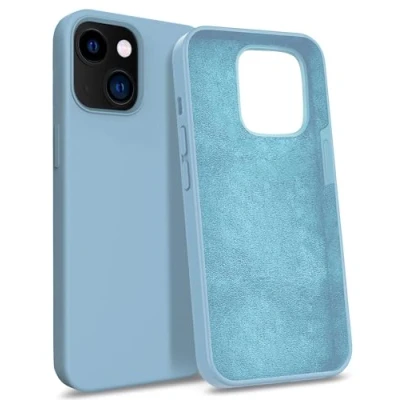 Immagine di MyGadget Custodia per iPhone 13 Mini Hardcase con Strato Microfibra &amp; Cover Silicone Resistente Protezione Antigraffio Antiurto Celeste