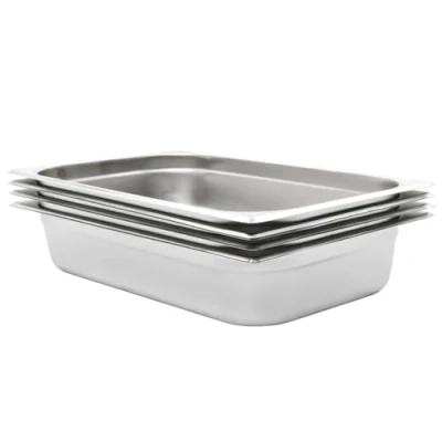 Immagine di vidaXL 4x Contenitori Gastronorm Impilabili Universali Rettangolari Atossico Teglie Cucina 1/1 100mm in Acciaio Inox Argento