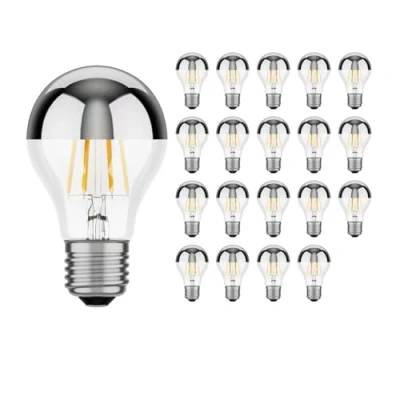 Immagine di ledscom.de 20 pezzi E27 Lampadina LED, A60, bianco caldo (2700 K), 6 W, 667lm, specchio frontale (argento)
