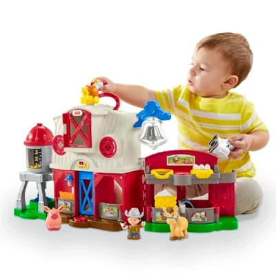Immagine di Fisher Price Little People Caring for Animals Farm Playset with Smart Stages Learning Content Toddlers and Preschool Kids GLT78