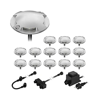 Immagine di ledscom.de Lampada da terra a LED Bunda, 4 luci, per esterni, passabile, bianco caldo, set di 14
