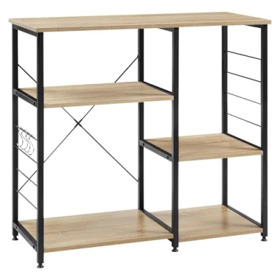 Immagine di WOLTU Scaffale per Cucina Porta Microonde Forno a Ripiani con Ganci in Acciaio Legno RGB9324dc