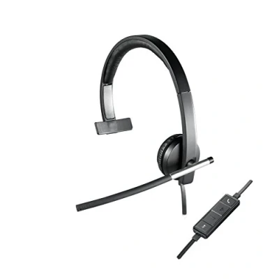 Immagine di Logitech H650e Cuffie Cablate, Mono con Microfono a Cancellazione di Rumore, USB, ‎Controlli in Linea, Indicatore LED, Compatibili PC/Mac/Laptop, Nero