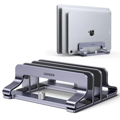 Immagine di UGREEN Supporto Verticale 3 Slot per Laptop Regolabile, PC Portabile in Salvaspazio Compatibile con MacBook, notebook, iPad,