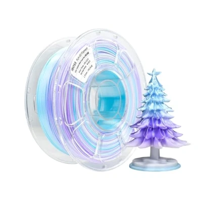 Immagine di iBOSS Seta Gradient PLA+Filamento per stampante 3D 1,75 + / 0,02 mm,1 kg (2,2 lbs), adatto la maggior parte delle stampanti FDM,Gradiente tricolore bianco, viola e blu