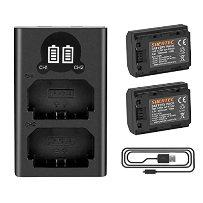 Immagine di 2X Shentec 7.2V 1600mAh Batteria NP FZ100 per Sony e A9 / A9R A9S, Alpha 9 9R 9S, A7RIII A7R3, a7III, A7R4, A7RIV