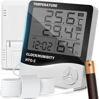 Immagine di Retoo termometro interno esterno, termoigrometro digitale con sonda, ambiente per la climatizzazione degli ambienti, monitor climatico, igrometro, misuratore di umidità, sensore