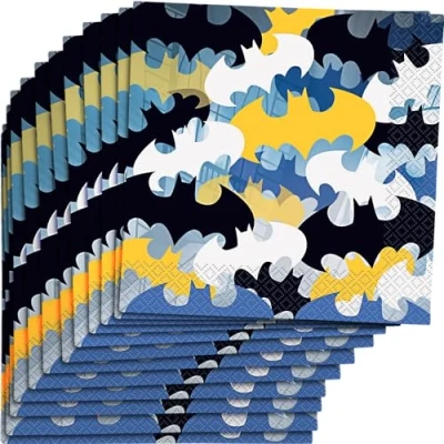 Immagine di Unique Lunch Paper Napkins 6.5&quot; x Disposable Batman 16 PCS Tovaglioli di carta 16,5 cm Party Confezione, Multicolore, medio, 77512