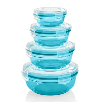 Immagine di Grizzly Contenitore per Alimenti con Coperchio Rotonda Set da 4 Ermetico Anti Perdite Senza BPA