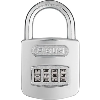 Immagine di ABUS Lucchetto a combinazione 160/50 con effetto cromato lucido codice numerico regolabile individualmente 02987 Livello di sicurezza 6 Argento
