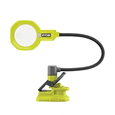 Immagine di Ryobi RML18 0 Torcia con Lente d’Ingrandimento e Pinza 18V ONE+, Batteria non Inclusa, 20 Luci LED da 850 Lumens, Illumina Fino a 4 Metri, Tecnologia CCT di 5700K