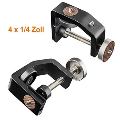Immagine di Walimex pro KX 25 Stativ Klemme mit Kugelkopf Klemmstativ, Blitzklemme, Aluminium, ausziehbare Mittelsäule 12,5 20 cm, für Kamera, LED Leuchten, Halterung Stativ, Rohr, Platte, Tisch