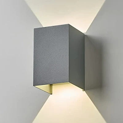 Immagine di Dr.lazy 12W Lampade Da Parete per Esterno/Interni Led, Applique Parete,Up Down Faretto Impermeabile IP65, Lampada Muro Decorazione in Alluminio (Grigio/Bianco Naturale)
