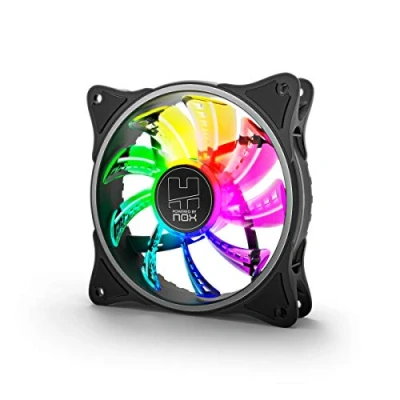 Immagine di NOX XTREME Hummer A FAN NXHUMMERAFAN Ventilatore PC 120 mm, LED ARGB Rainbow, ultra silenzioso con pad in gomma antivibrazione, grande flusso d&#039;aria, 3 pin, colore: nero
