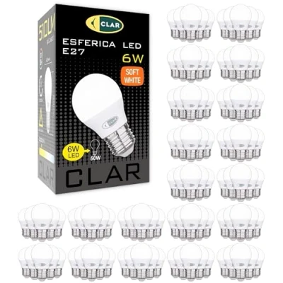 Immagine di CLAR Lampadine LED E27 Luce Calda, Lampadina E27, Piccola, Lampade 3000K, 6W (Pack 100)