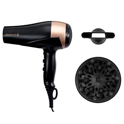 Immagine di Remington Asciugacapelli professionale ionico 2200 W, sublime la lucentezza dei capelli naturali e colorati D6098
