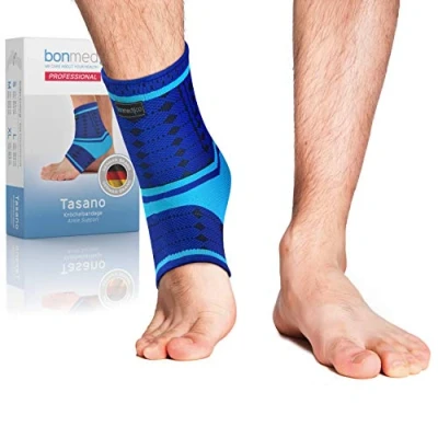 Immagine di bonmedico Cavigliera Ortopedica Fascia Elastica di Compressione per Distorsione Caviglia, Uomo e Donna Tutore Sport, Calcio, Pallavolo, Running, XL